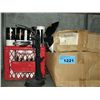 Image 1 : Shelf lot of assorted banners, wine cork screw etc