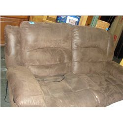 2pc brown leather reclining loveseat set