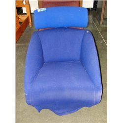 Blue upholstered rocking chair