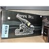 Raising hell motorcycle wine bottle holder