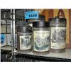 Image 1 : Nostalgic metal 4pc lidded canister set - one lid