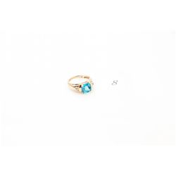 14kt Gold Blue Topaz& Diamond Ring