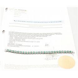 Sterling Silver 14 Carat Emerald & Diamond Tennis