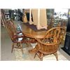 Image 1 : Double pedastol oak dining table with 2 leafs and