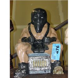Cement iron forge worker garden ornament