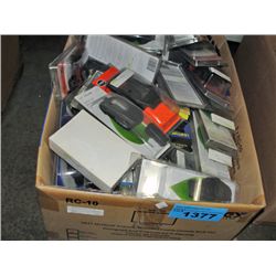 Box full of assorted cellular phone cases