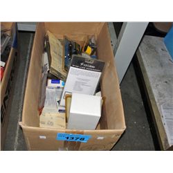 Box full of assorted electronic accessories