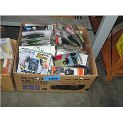 Box of assorted phone cases, misc electronics etc