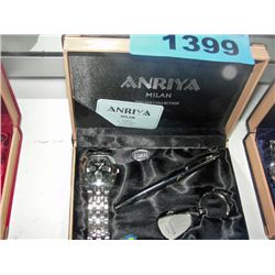 Anrya milan wrist watch pen and keychain set