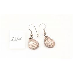 Pair of west coast native design silver earrings