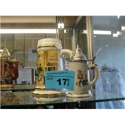 2 german made beer steins with lithophane bottoms