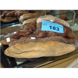 Pair of native rabbit fur mocchasins