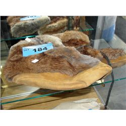 Pair of native rabbit fur mocchasins