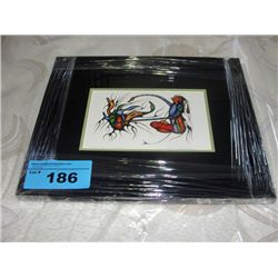 Framed west coast native print titled the duck