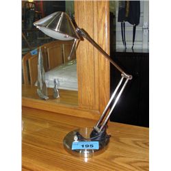 Brushed chrome adjustable arm desk lamp