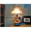 Image 1 : Glass hurricane table lamp with hand painted