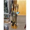 Image 1 : Brass stag handled fireplace companion set