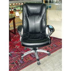 Black leather gas lift office chair