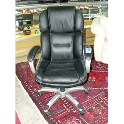 Black leather gas lift office chair