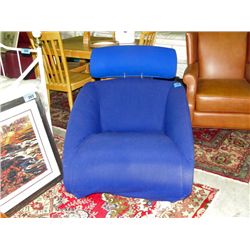 Midcentury modern inspired blue upholstered livng