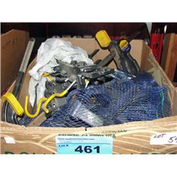 Box containing various bar, hand and pipe clamps