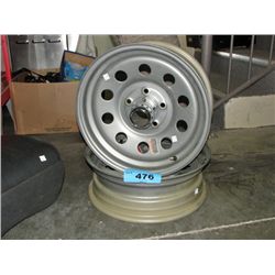 Pair of grey steel automobile tire rims
