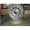 Pair of grey steel automobile tire rims