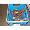 Image 1 : Blue milk crate with lot of hand made garden tools