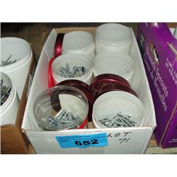 6 containers with various stainless steel screws