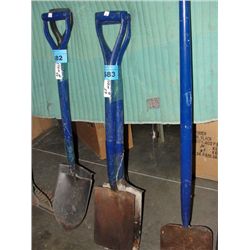 Two flat face shovels