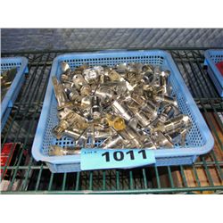Small blue basket filled with showcase locks and