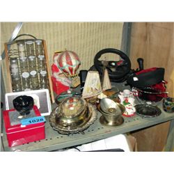 Shelf lot of collectables, misc and decorative
