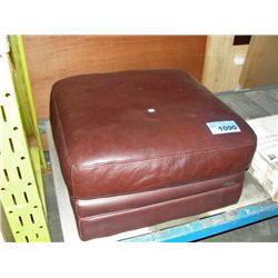 Brown leather footstool/ ottoman