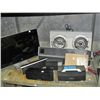 Image 1 : Shelf lot of assorted speakers, HP moniter, 2