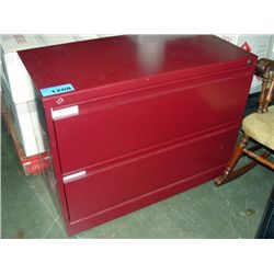 Burgandy 2 drawer metal lateral filing cabinet