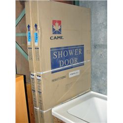 Caml shower door white with clear glass