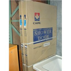 Caml shower door white with clear glass