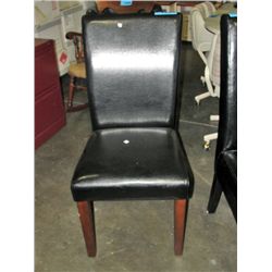 Black leather dining room side chair