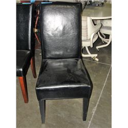 Black leather dining room side chair