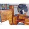 Image 1 : Vintage waterfall walnut bedroom suite;
