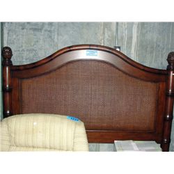 Mahogany and wicker queen size headboard