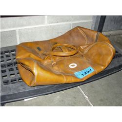 vintage brown tanned leather duffle bag