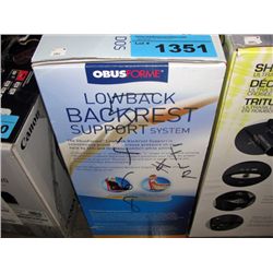 Obusform low back back rest support system