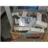 Image 1 : Box of assorted electronics accessories phone