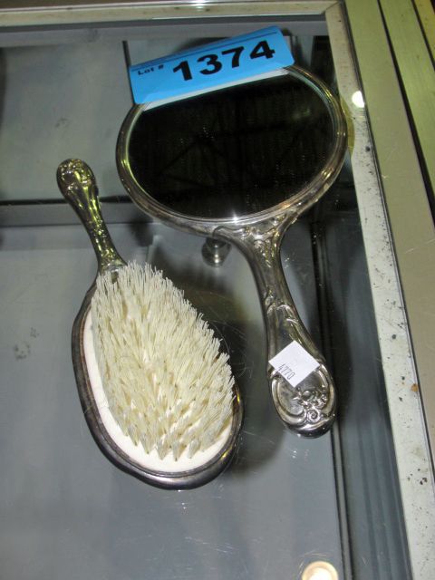 2pc Vintage Ladies Dresser Set Brush And Mirror