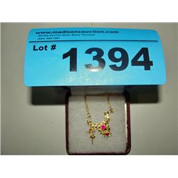 Costume jeweled gold plated necklace and earring