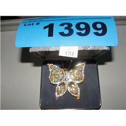 Ladies costume jeweled butterfly brooch