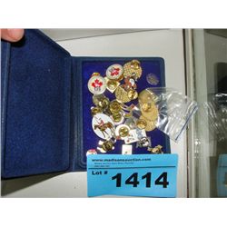 Box full of assorted collectors pins