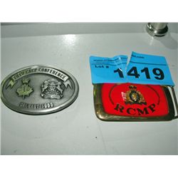 2 collectable belt buckles; RCMP and calgary