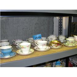 Shelf lot of 17 english bone china teacups and